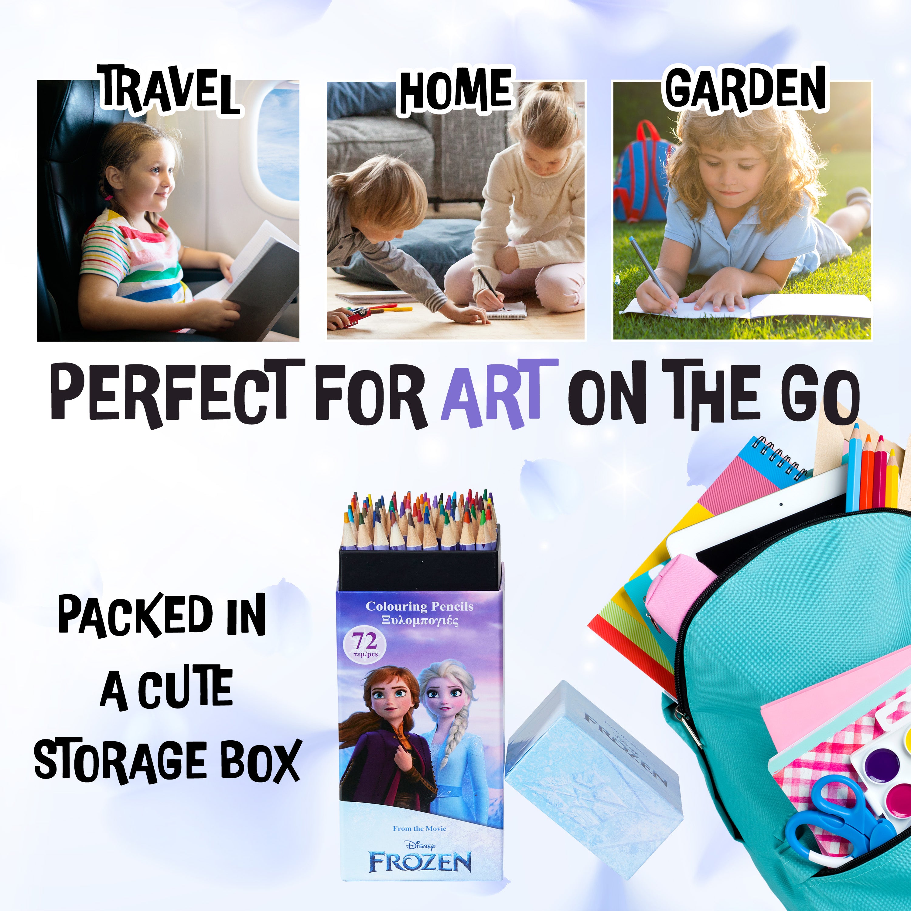 Disney Colouring Pencils for Kids, 72 Pencils Colouring Box - Frozen - Get Trend