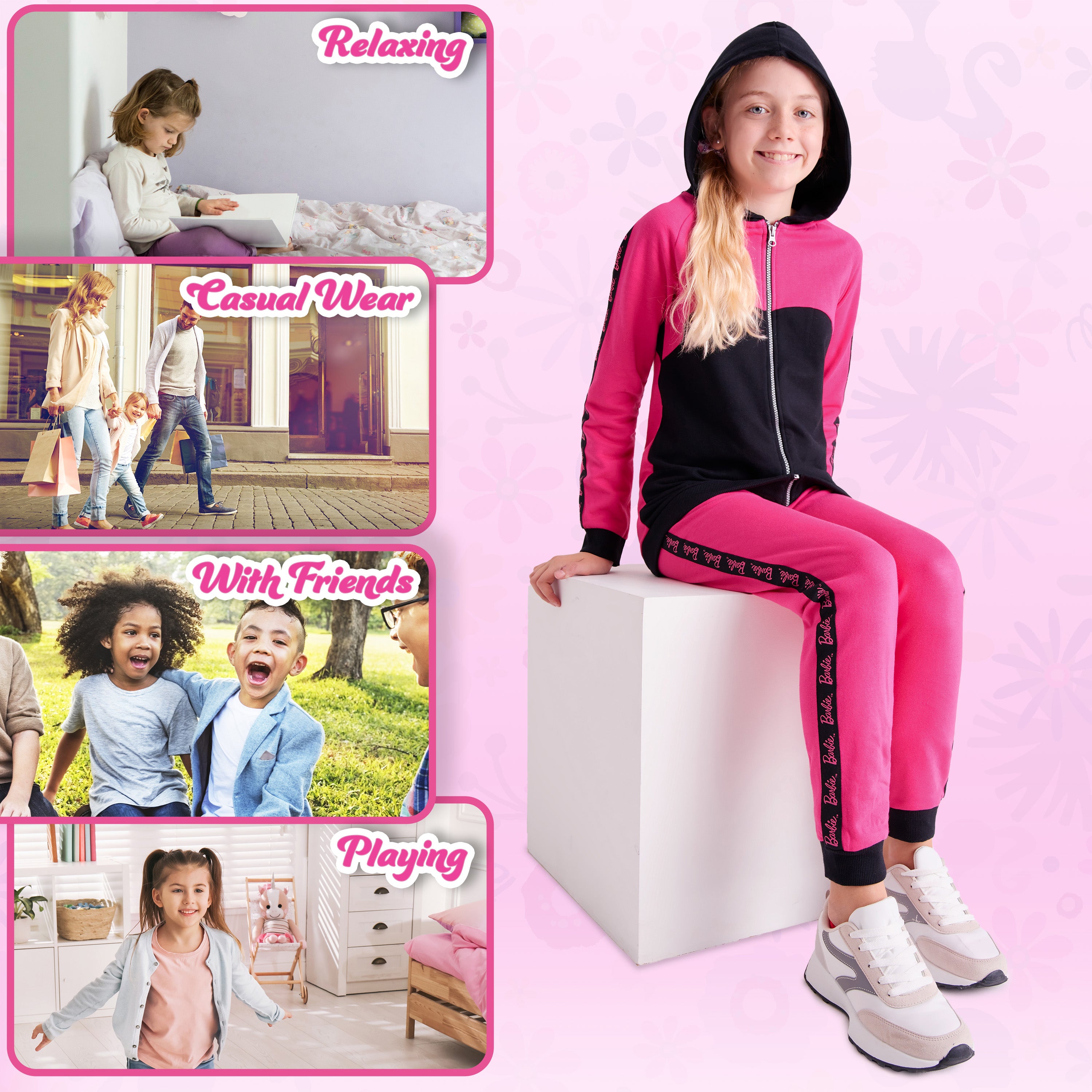 Barbie Girls Tracksuits, Zip Up Hoodie and Tracksuit - HOT PINK - Get Trend