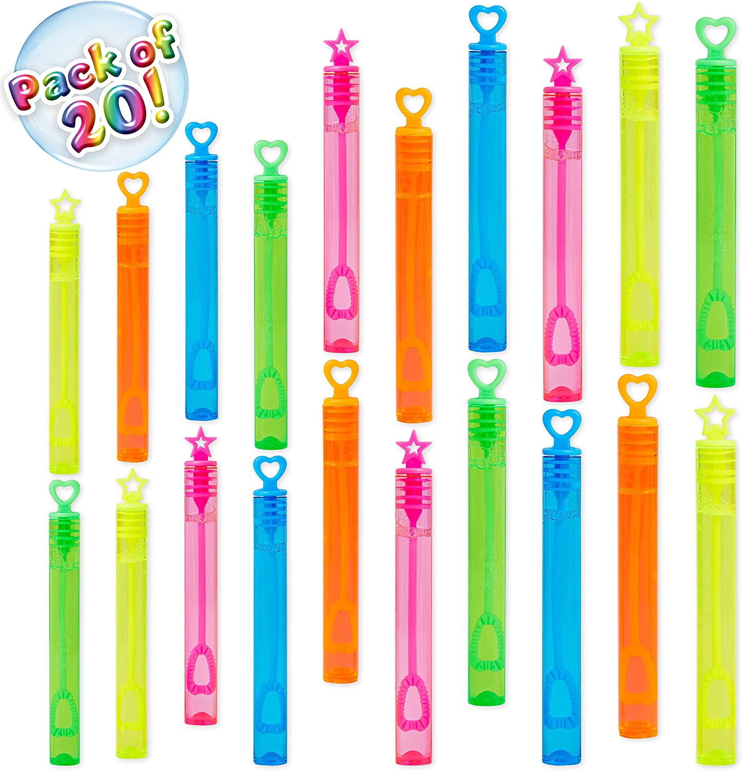 Multipack Bubble Wands for Kids with 5ml of Bubbles -20 Bubble Wands - Get Trend