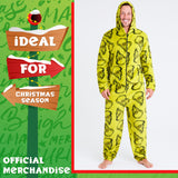 The Grinch Mens & Teenagers Fleece Onesie with Hood, Cosy Fleece Loungewear - Funny Gifts for Him