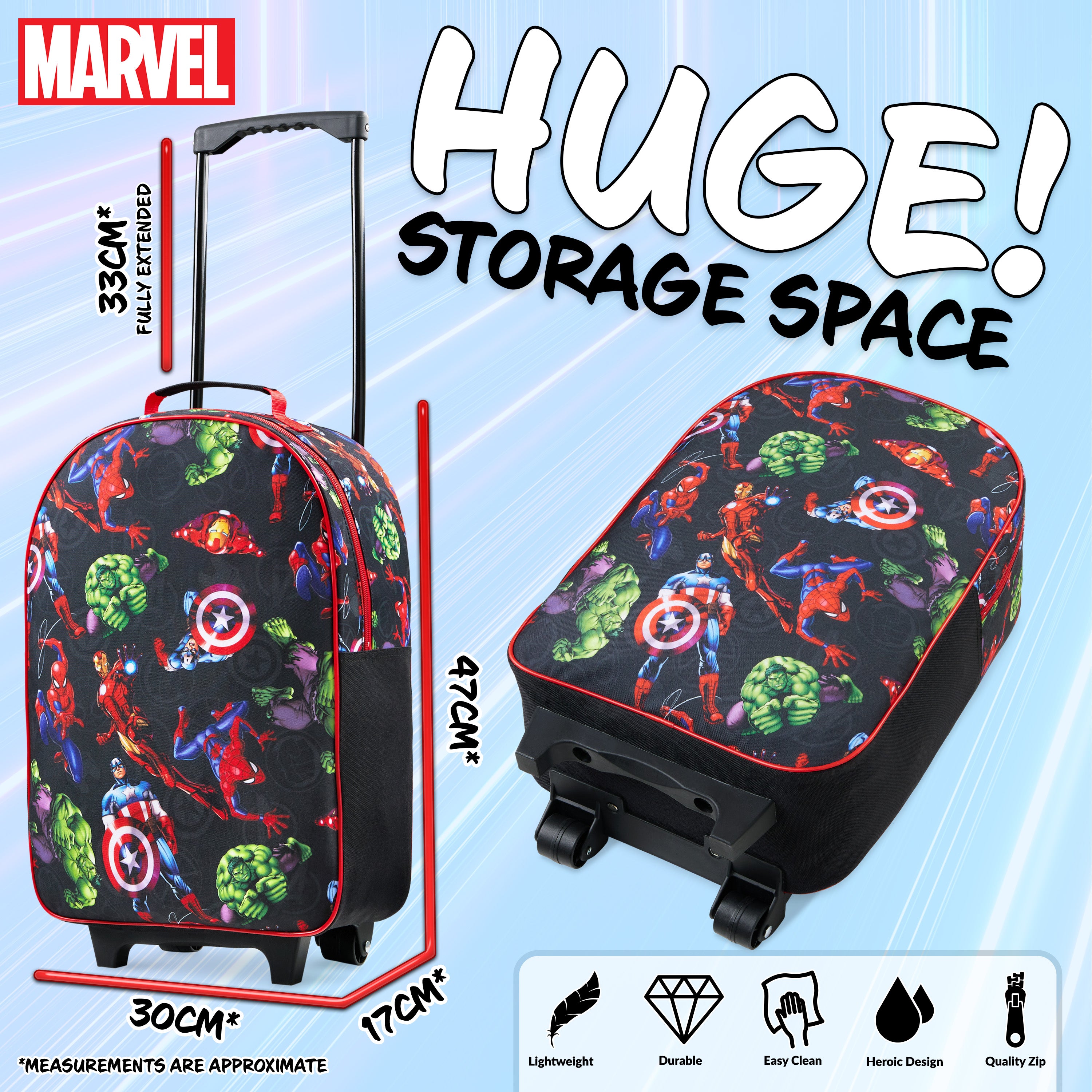 Marvel Suitcase for Boys Carry On Avengers Travel Bag with Wheels - Get Trend