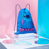 Disney Kids Drawstring Bags, 29 x 38cm Swimming Bag with Airflow Vent - Stitch - Get Trend