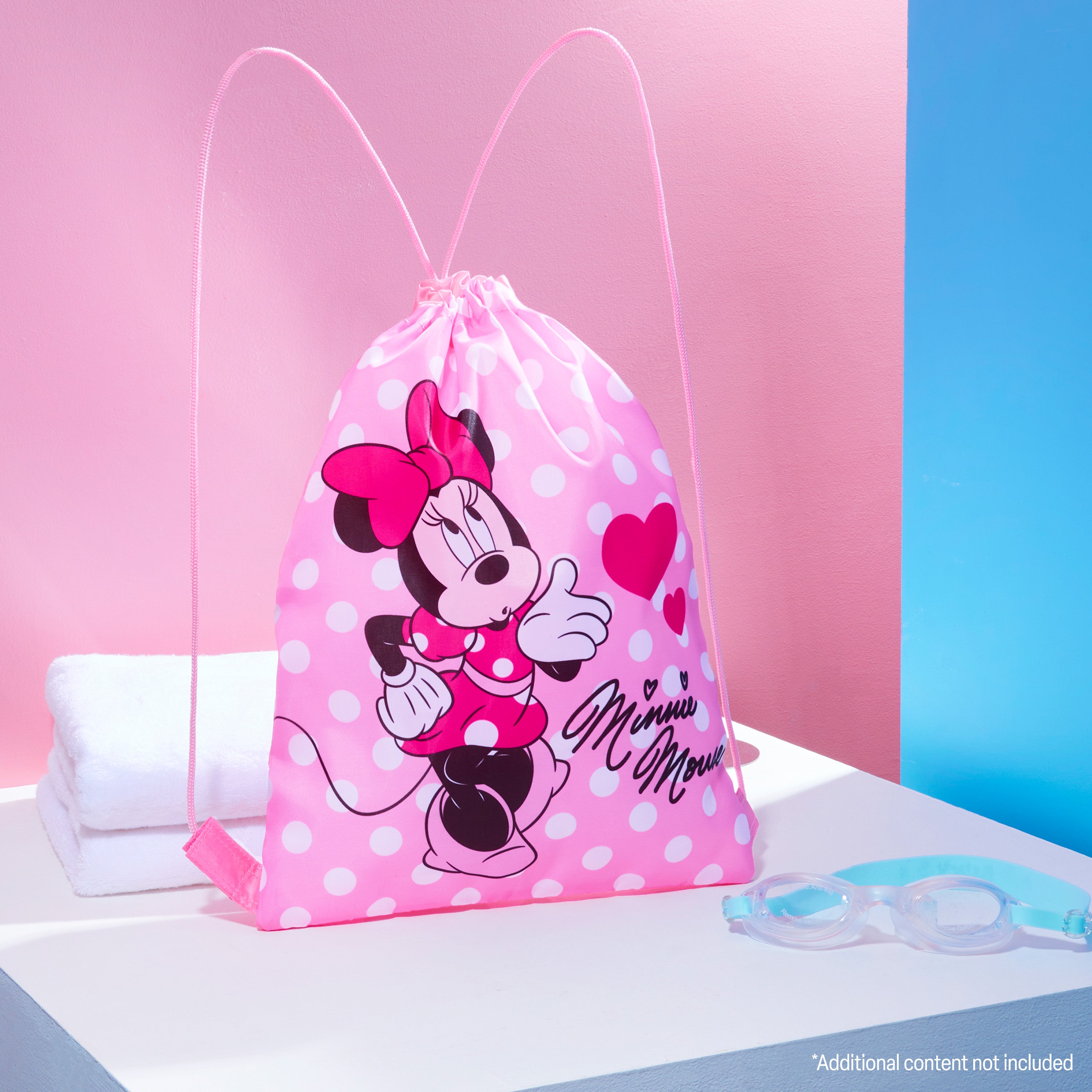 Disney Kids Drawstring Bags, 29 x 38cm Swimming Bag with Airflow Vent - Minnie - Get Trend