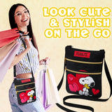 Peanuts Snoopy Crossbody Bag for Girls - Adjustable Strap 2 Pockets - Gifts for Girls