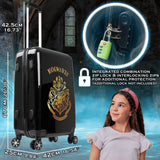 Harry Potter Hard Shell Suitcase, 67 x 42 x 25cm, 60L Capacity, 4 Wheels Combination Lock - Travel Essentials (M/67cm - 60L, Black)