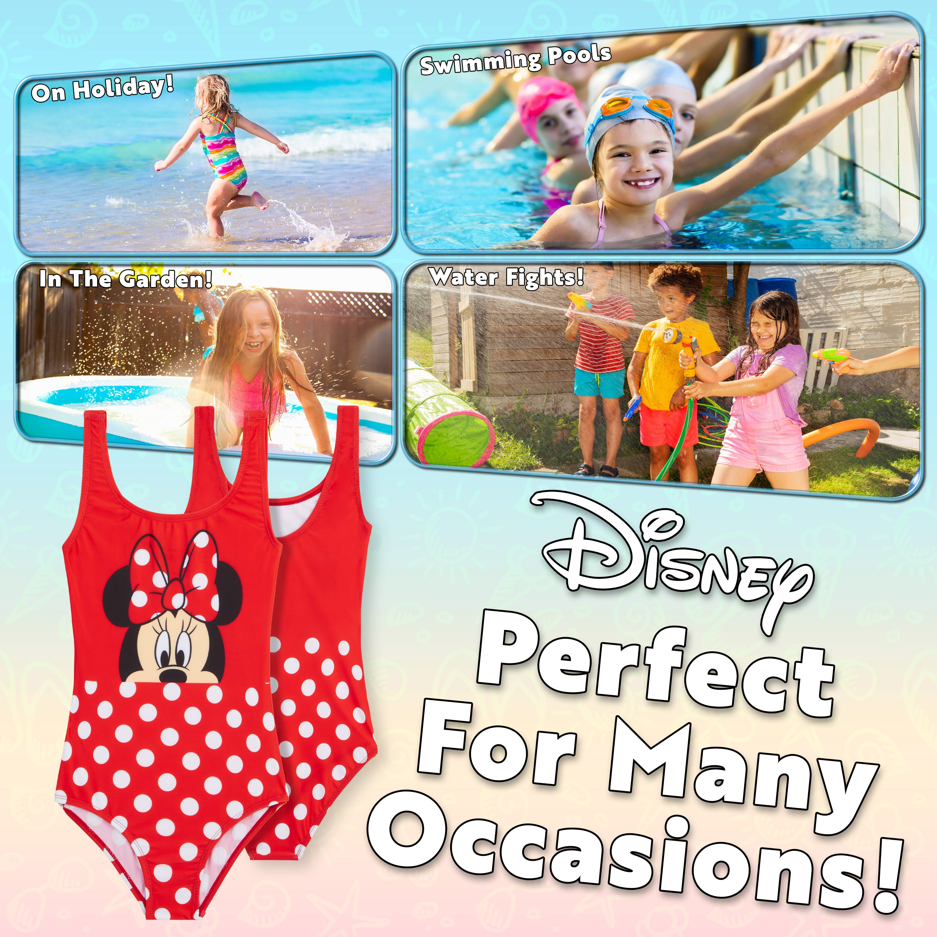 Disney Swimming Costume, Girls One Piece Swimsuit - Minnie Mouse - Get Trend