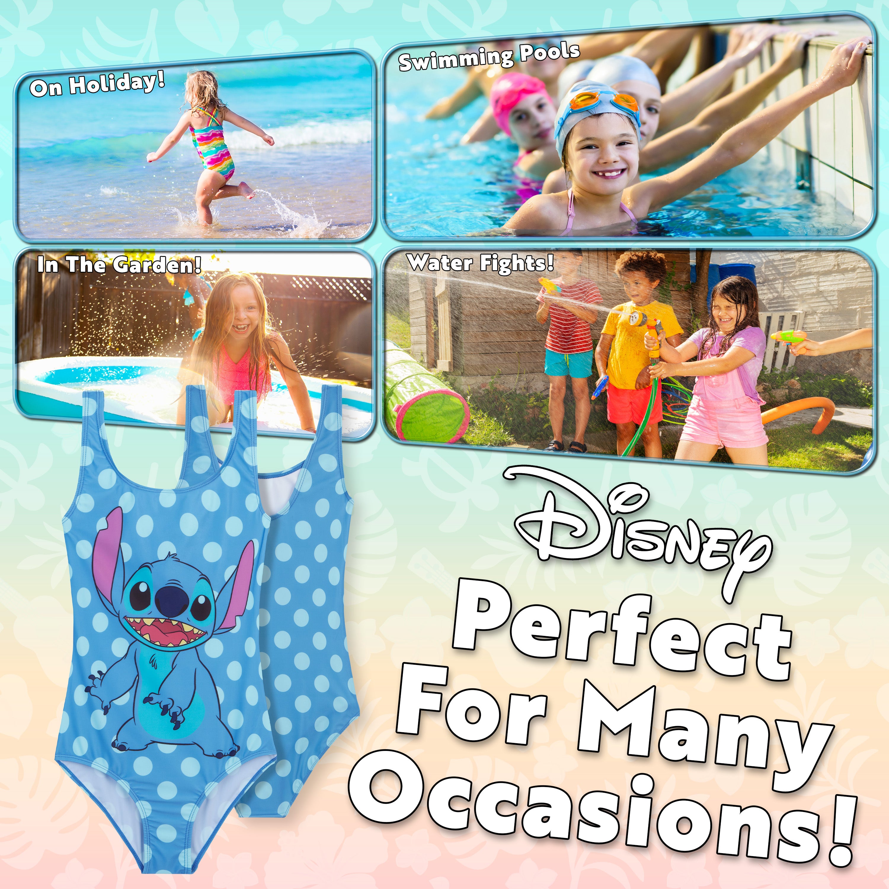 Disney Stitch Swimming Costume Girls, One Piece Swimsuit - Get Trend