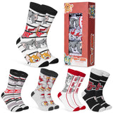 Tom and Jerry Mens Socks - Pack of 5 Crew Socks for Men - Grey/Multi - Get Trend