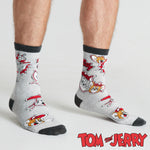 Tom and Jerry Mens Socks - Pack of 5 Crew Socks for Men - Grey/Multi - Get Trend