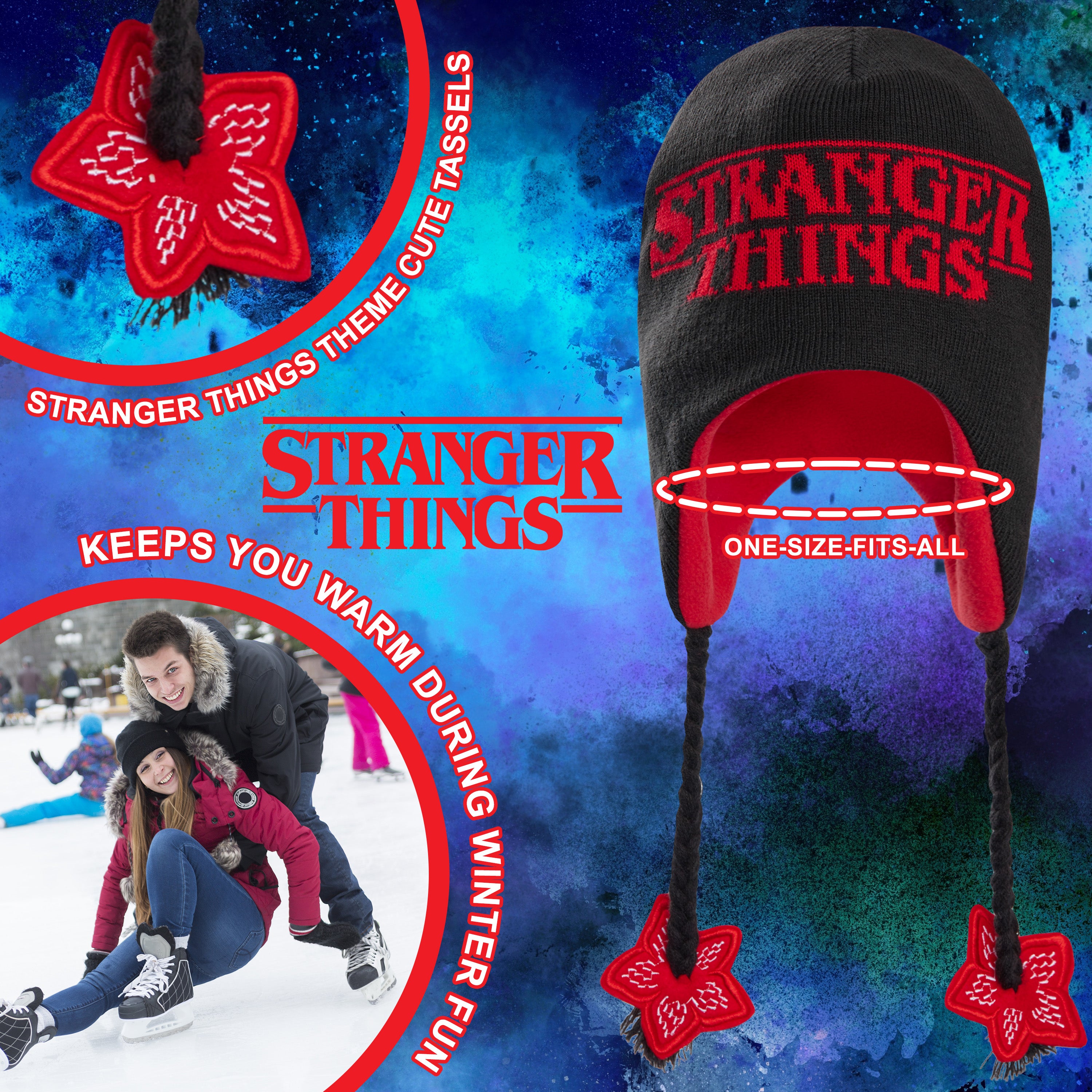 Stranger Things Beanie Hat with Ear Flaps for Kids and Teenagers - Get Trend