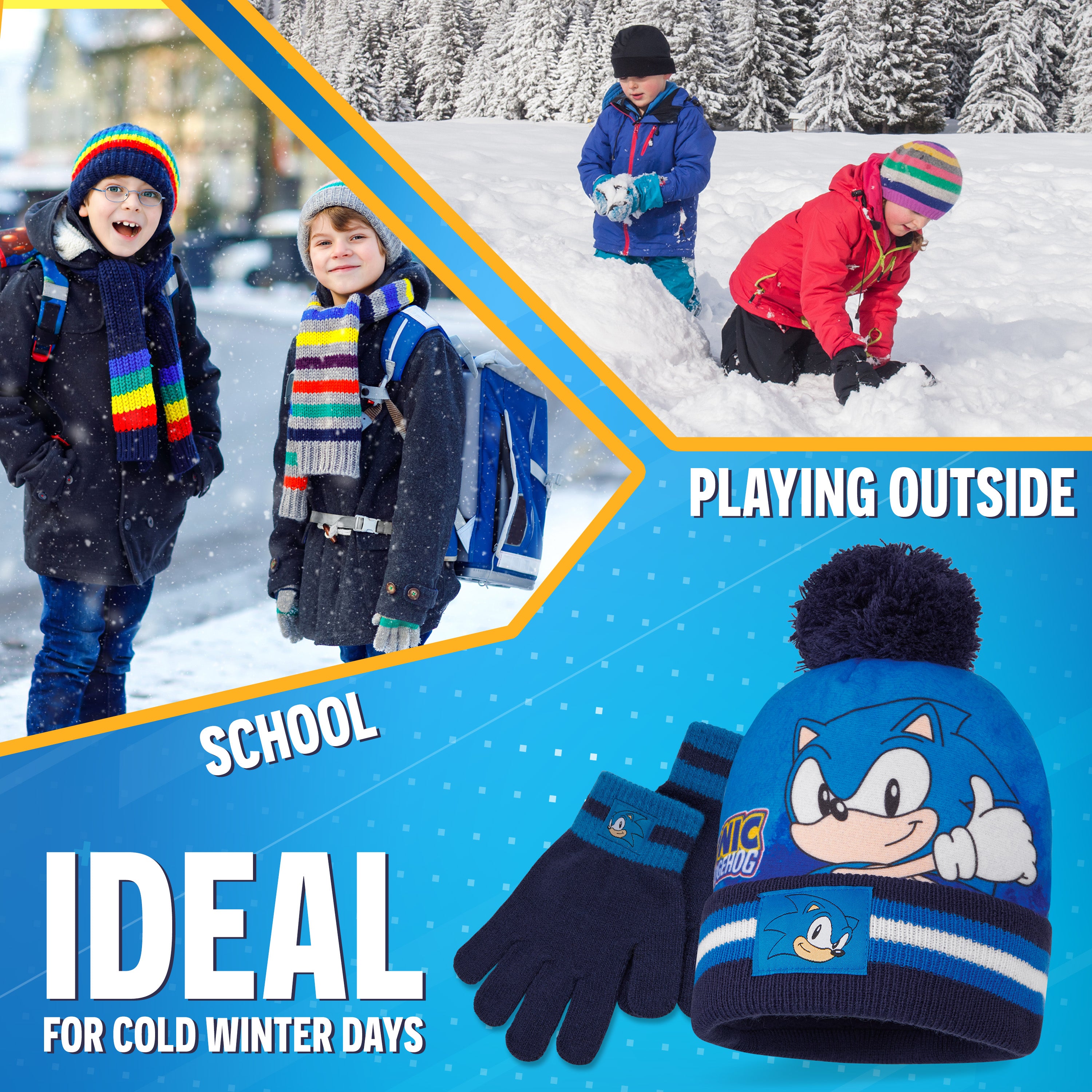 Sonic The Hedgehog Beanie Hat and Gloves Set for Boys - Get Trend