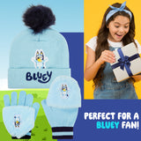 Bluey Girls Winter Accessories Set, Beanie Hat and Gloves - Gifts for Girls