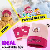 Gabby's Dollhouse Girls Winter Accessories Set Beanie Hat and Gloves Girls Gifts