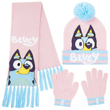 Bluey Hat Scarf and Gloves Set Kids - Beanie Scarf and Kids Gloves One Size Cosy Winter Accessories - Gifts for Kids