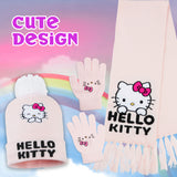 Hello Kitty Girls Winter Accessories Set, Hat Scarf and Gloves - Gifts for Girls