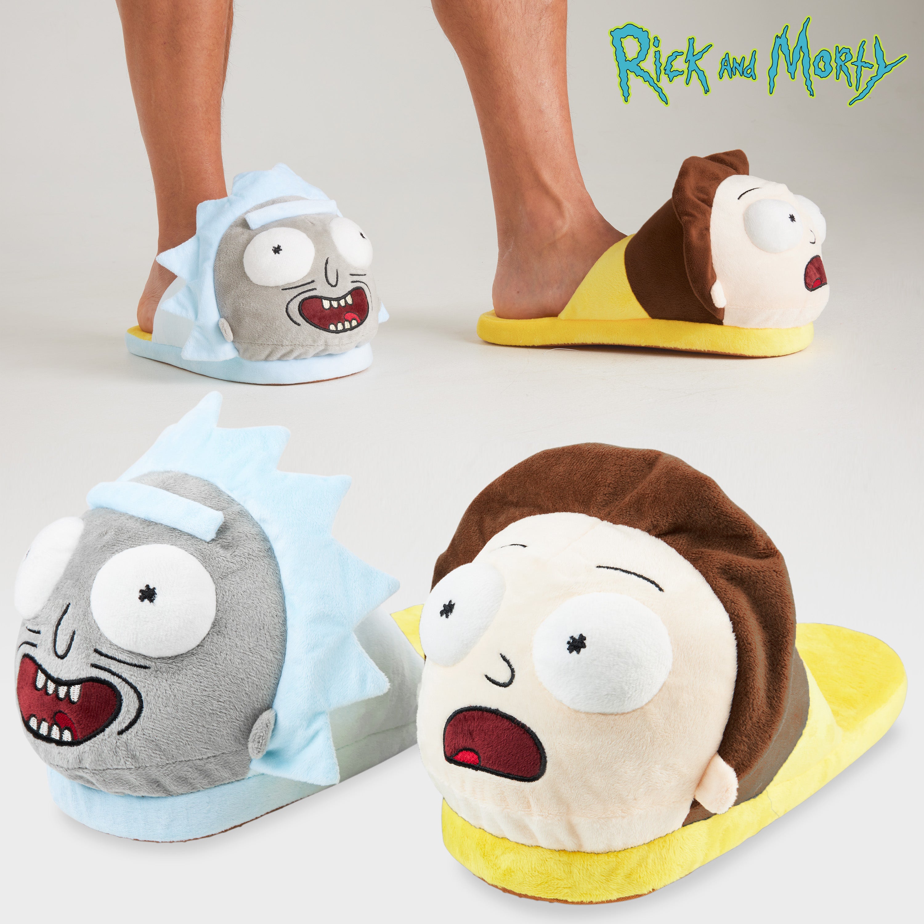 RICK AND MORTY Men's Slippers - 3D Plush Warm Indoor House Shoes - Get Trend