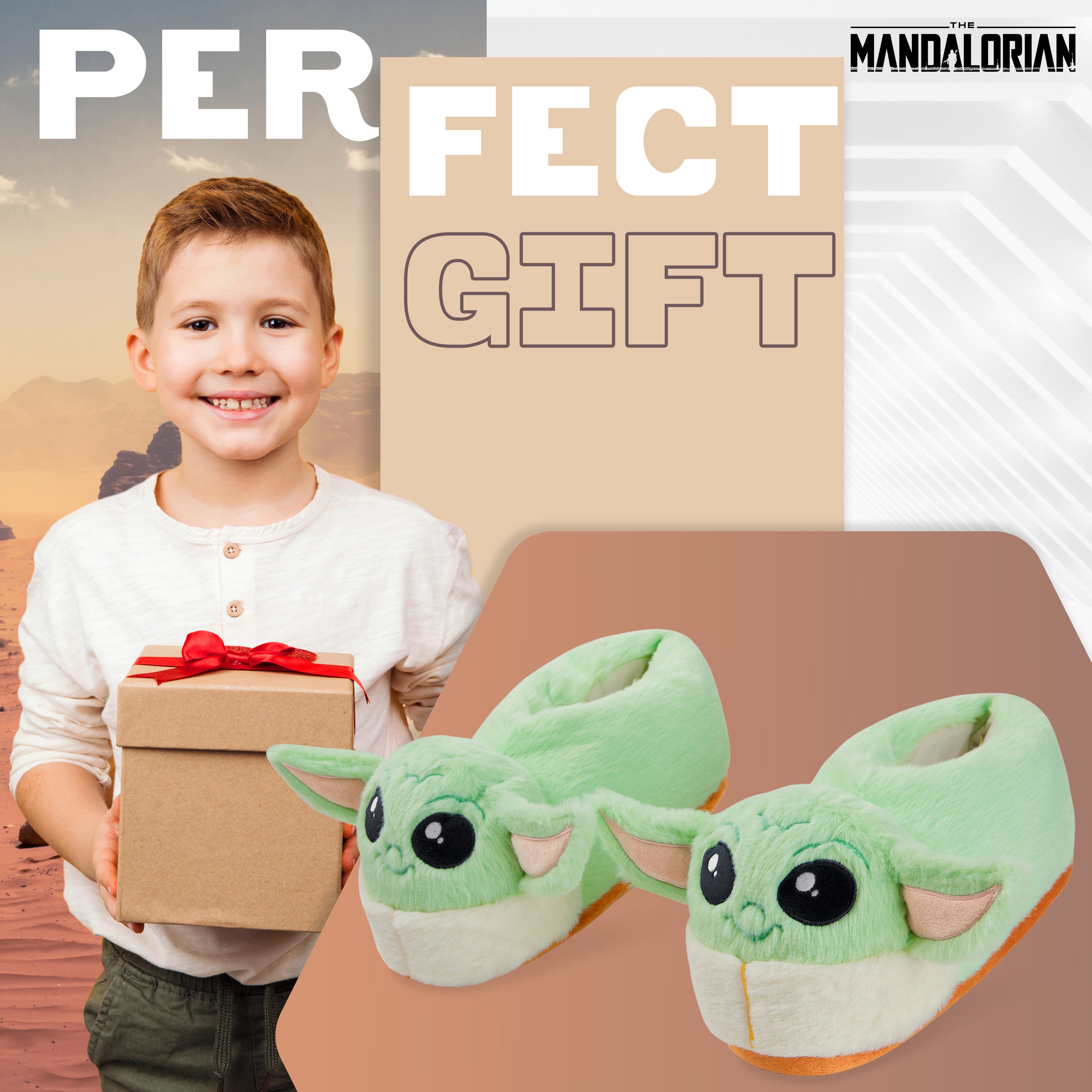 Disney Slippers for Kids - 3D Fluffy Baby Yoda Slippers - Get Trend