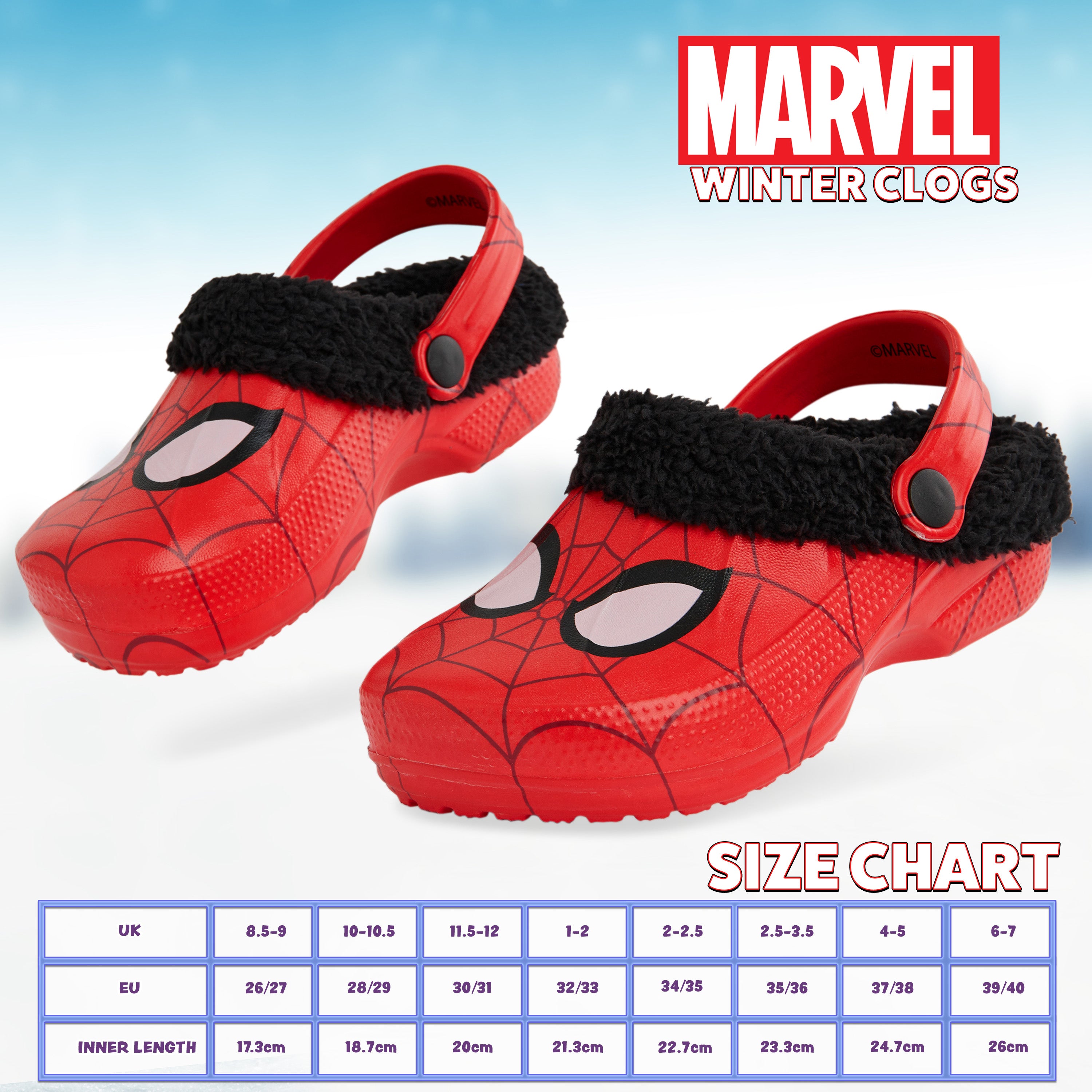 Marvel Boys Clogs - Spiderman Fleece Lined Clogs - Get Trend