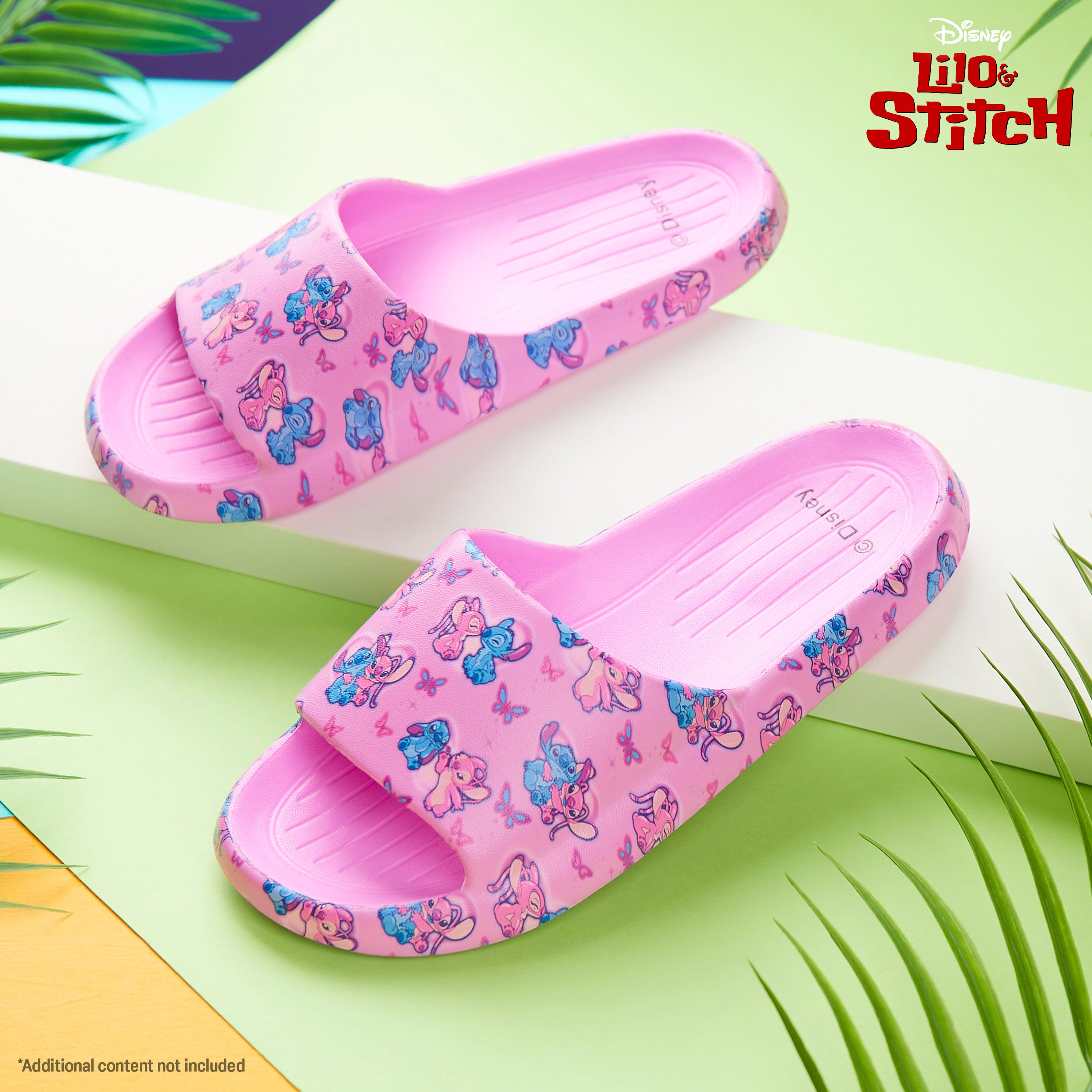 Disney Stitch Girls Sliders, Beach or Pool Shoes for Kids - Pink Fuchsia - Get Trend