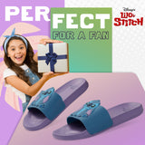 Disney Girls Sliders, Pool or Beach Shoes for Kids - Liliac/Blue Stitch - Get Trend