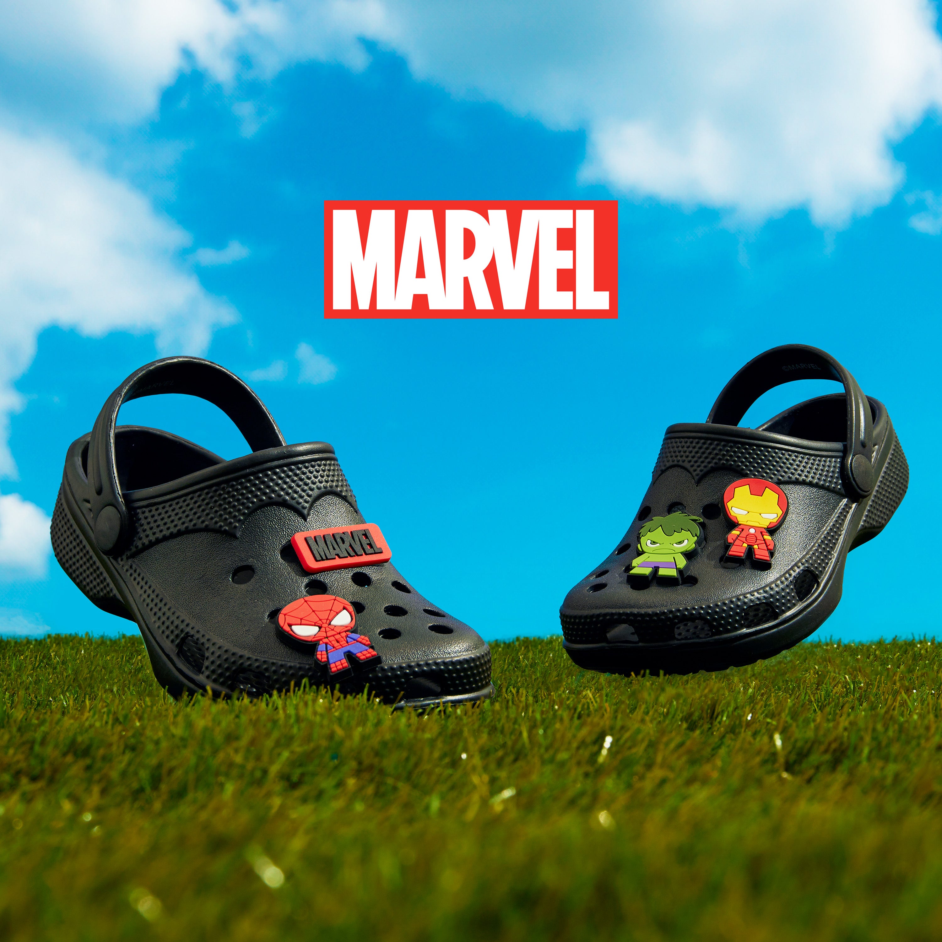 Marvel Boys Clogs with Removable Rubber Charms - Black Spiderman - Get Trend