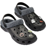 Disney Star Wars Clogs Mens Teens Winter Fleece Lining & Removable Charms - Warm Slip On Garden Shoes with Strap