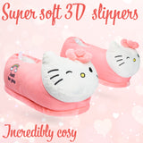 Hello Kitty Womens 3D Slippers, Cosy Indoor House Shoes Non Slip Loungewear - Gifts for Her