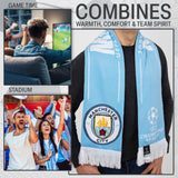 Manchester City F.C. Scarf for Men and Teenagers Cosy Neck Scarf, Man City Gifts