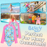 Bluey Girls Swimming Costume, Long Sleeve Swimwear - Get Trend