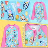 Bluey Girls Swimming Costume, Long Sleeve Swimwear - Get Trend