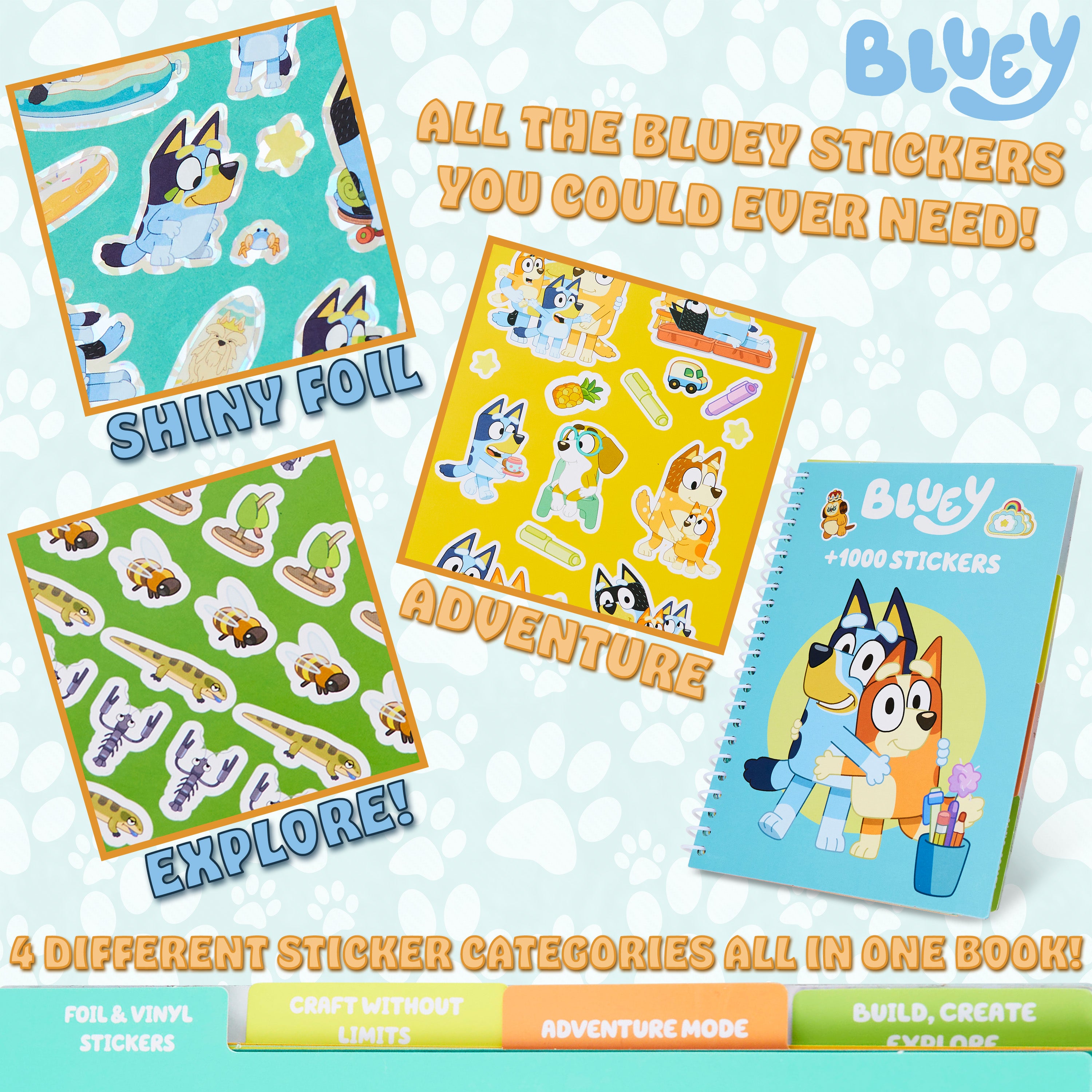 Bluey Sticker Book for Kids with 28 Sticker Sheets & Over 1000 Stickers for Scrapbooking - Get Trend