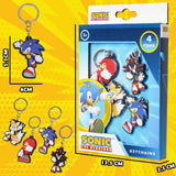 Sonic The Hedgehog Keyrings for Kids, Rubber Keyrings  - 4 Pack Mini Figures - Get Trend