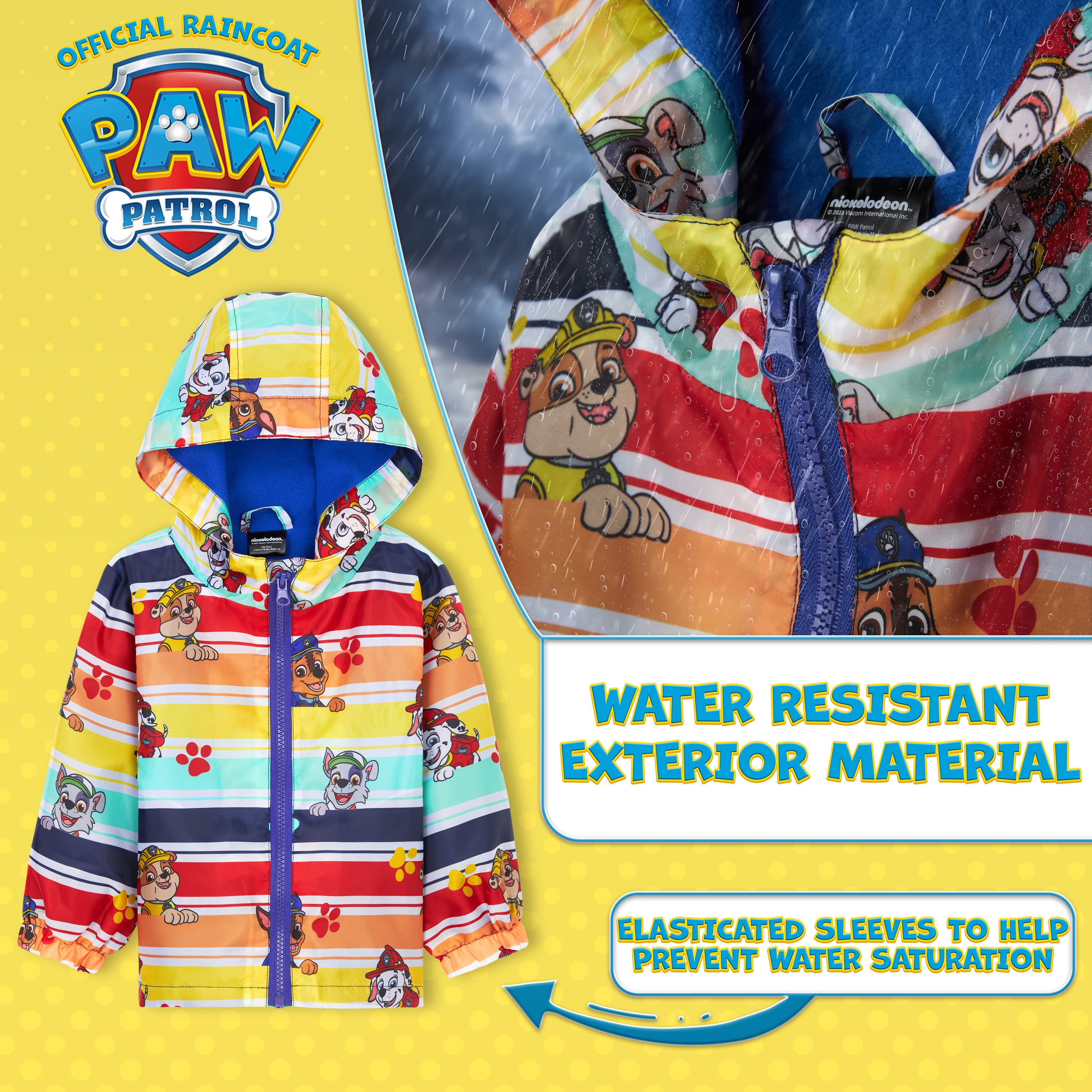 Paw Patrol Kids Waterproof Jacket, Raincoats with Fleece Lining for Girls and Boys - Get Trend