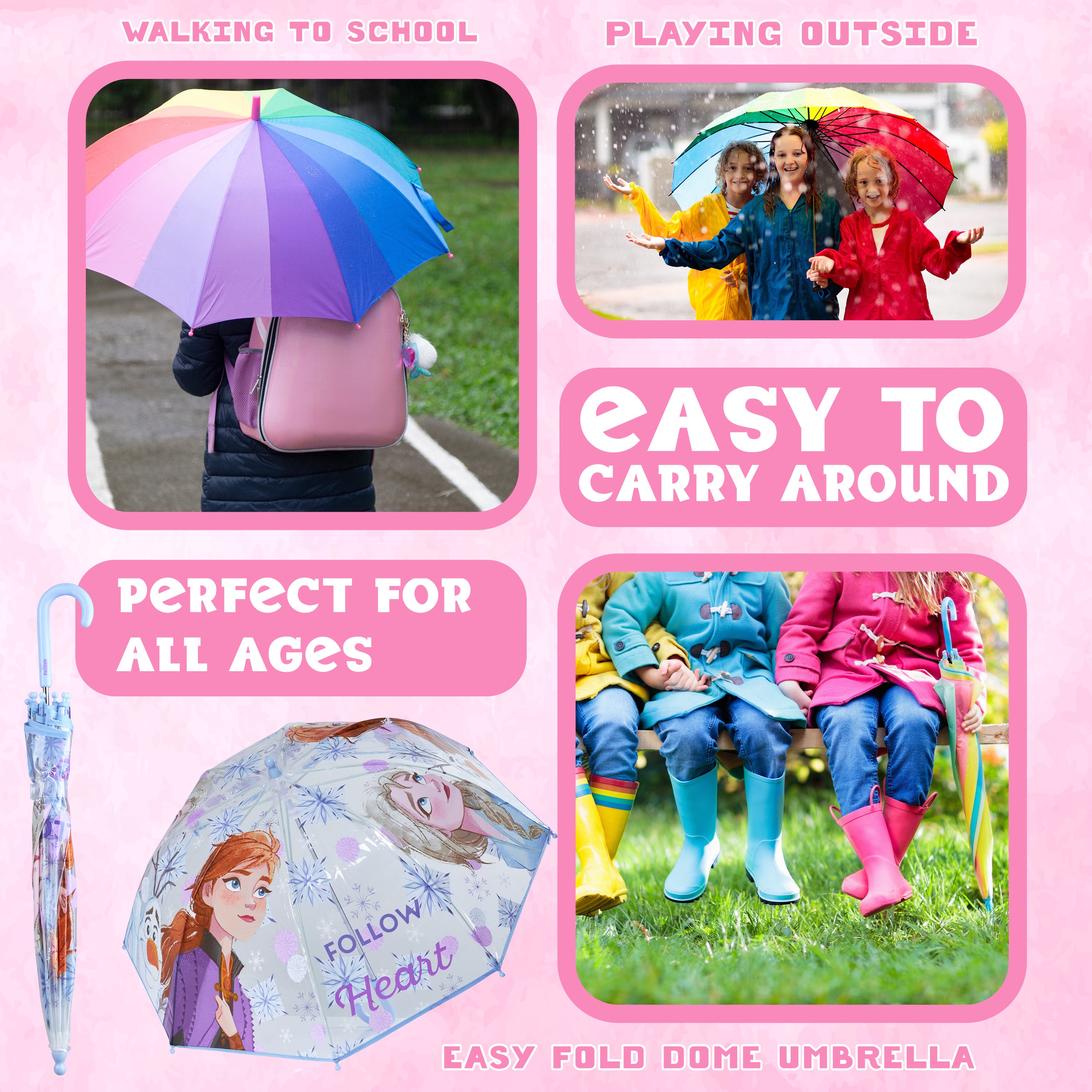 Disney Frozen Clear Dome Umbrella for Girls - Frozen transparent Umbrella - Get Trend