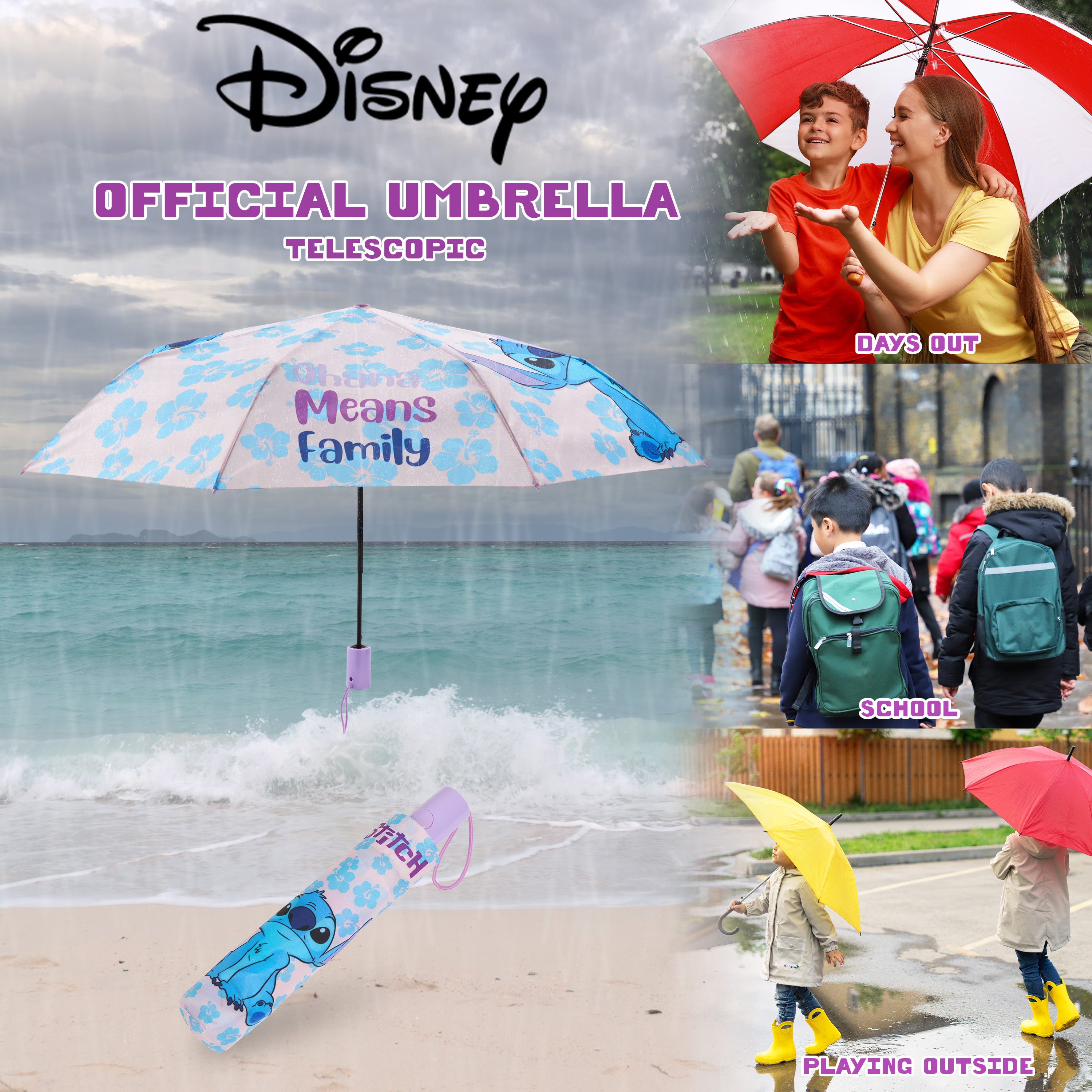 Disney Stitch Umbrella for Adults Teens Kids - Folding Telescopic Umbrella - Get Trend