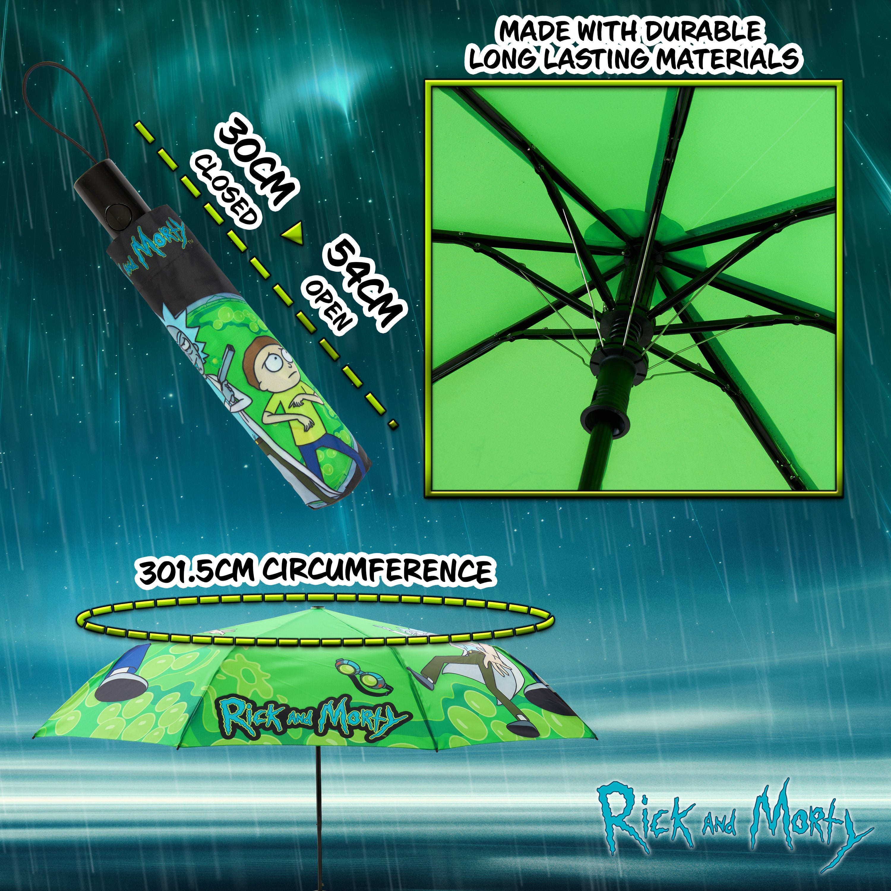 RICK AND MORTY Folding Umbrella for Adults and Teenagers, Folding Telescopic Umbrella - Get Trend