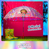 Gabby's Dollhouse Stick Umbrella for Girls, Clear Dome Lightweight Kids Umbrella