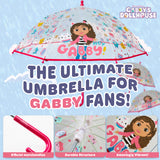 Gabby's Dollhouse Stick Umbrella for Girls, Clear Dome Lightweight Kids Umbrella