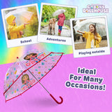 Gabby's Dollhouse Stick Umbrella for Girls, Clear Dome Lightweight Kids Umbrella