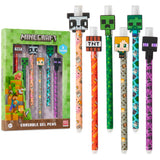 Minecraft Erasable Gel Pens Set, Coloured Pens with Erasers Pack of 6, School Supplies - Gifts for Boys