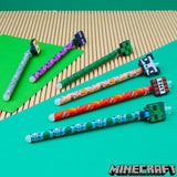 Minecraft Erasable Gel Pens Set, Coloured Pens with Erasers Pack of 6, School Supplies - Gifts for Boys