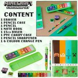 Minecraft Filled Pencil Case and Stationery Set for Kids-Green/Multi