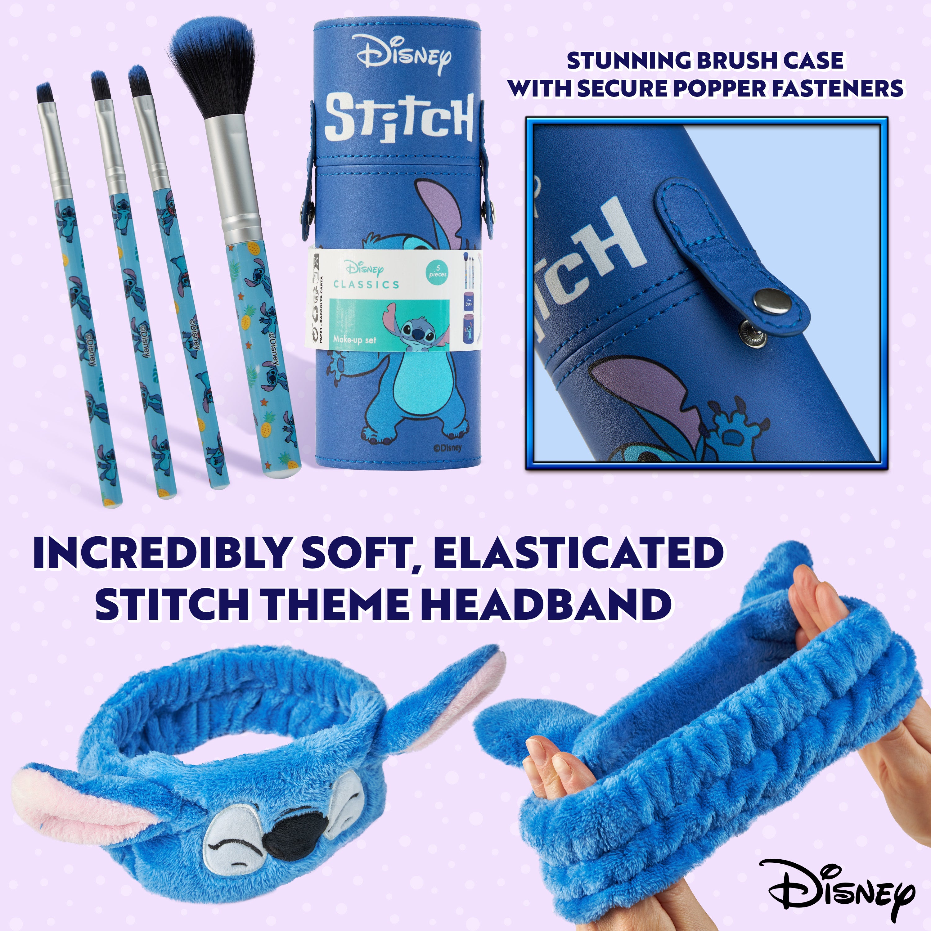 Disney Stitch Makeup Brush Set for Women - Blue - Get Trend