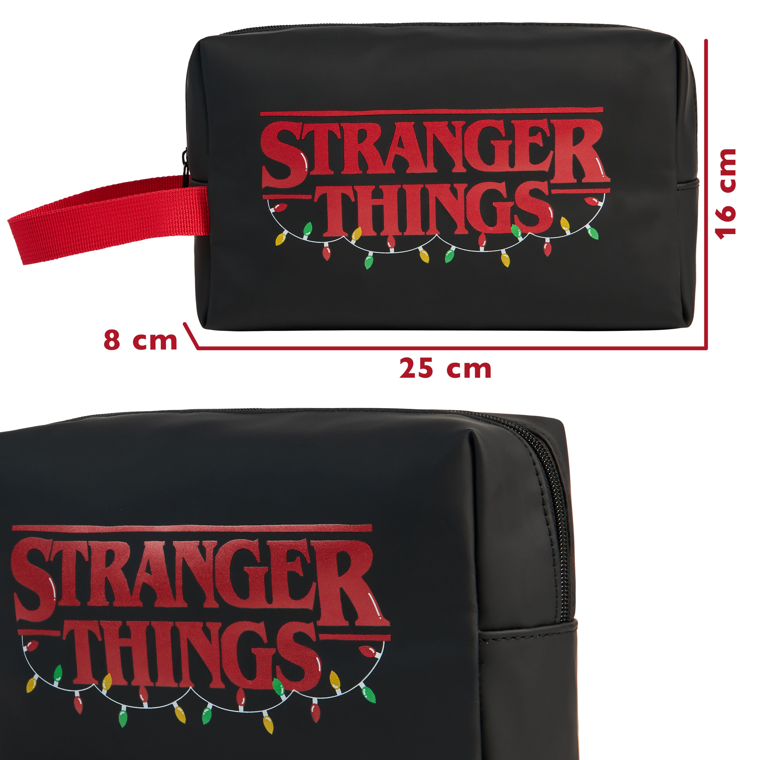 Stranger Things Wash Bag for Adults,  Stranger Things Toiletry Bag - Black/Red - Get Trend