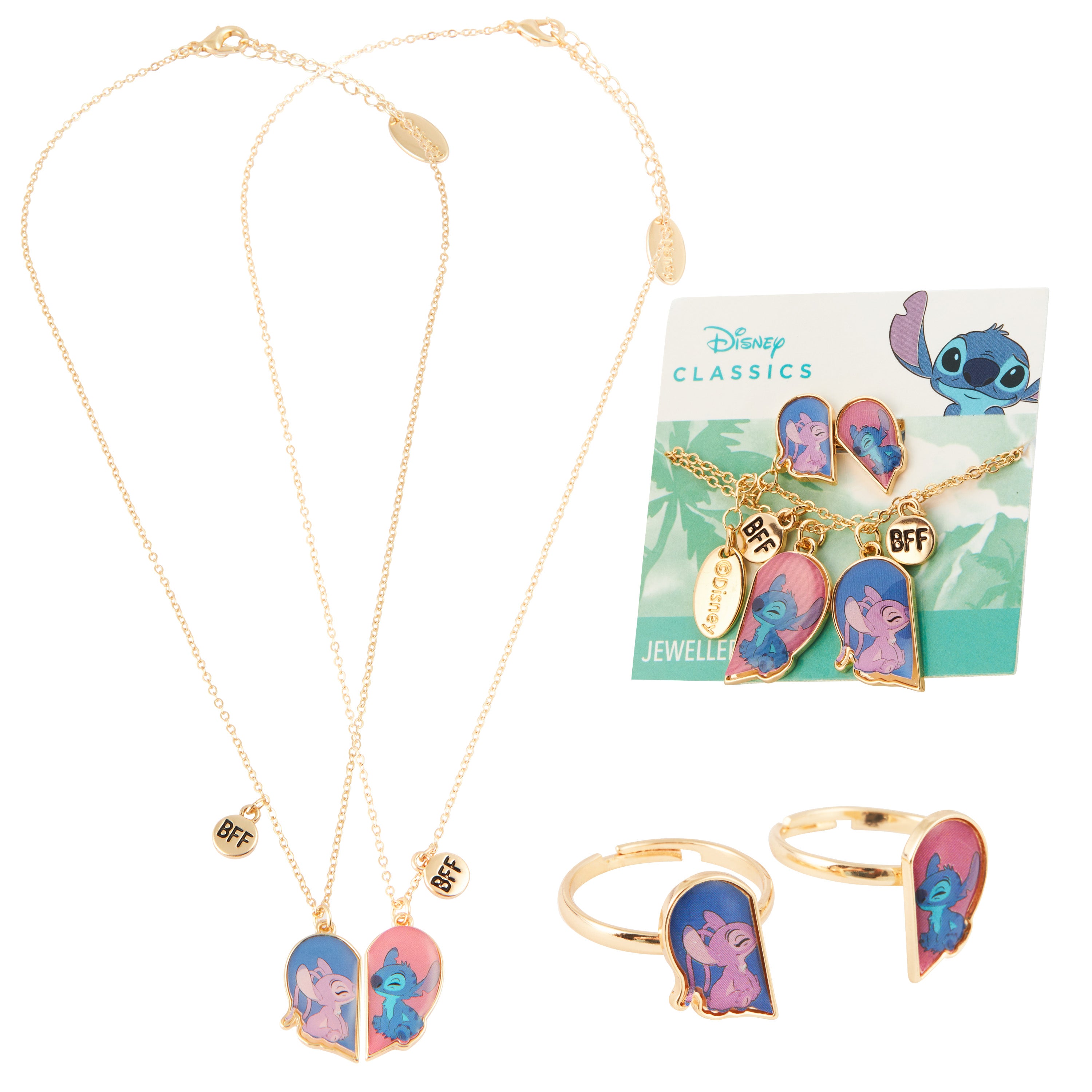 Disney Stitch Friendship Jewellery Set - Earrings, Bracelet & Necklace - Stitch & Angel - Get Trend