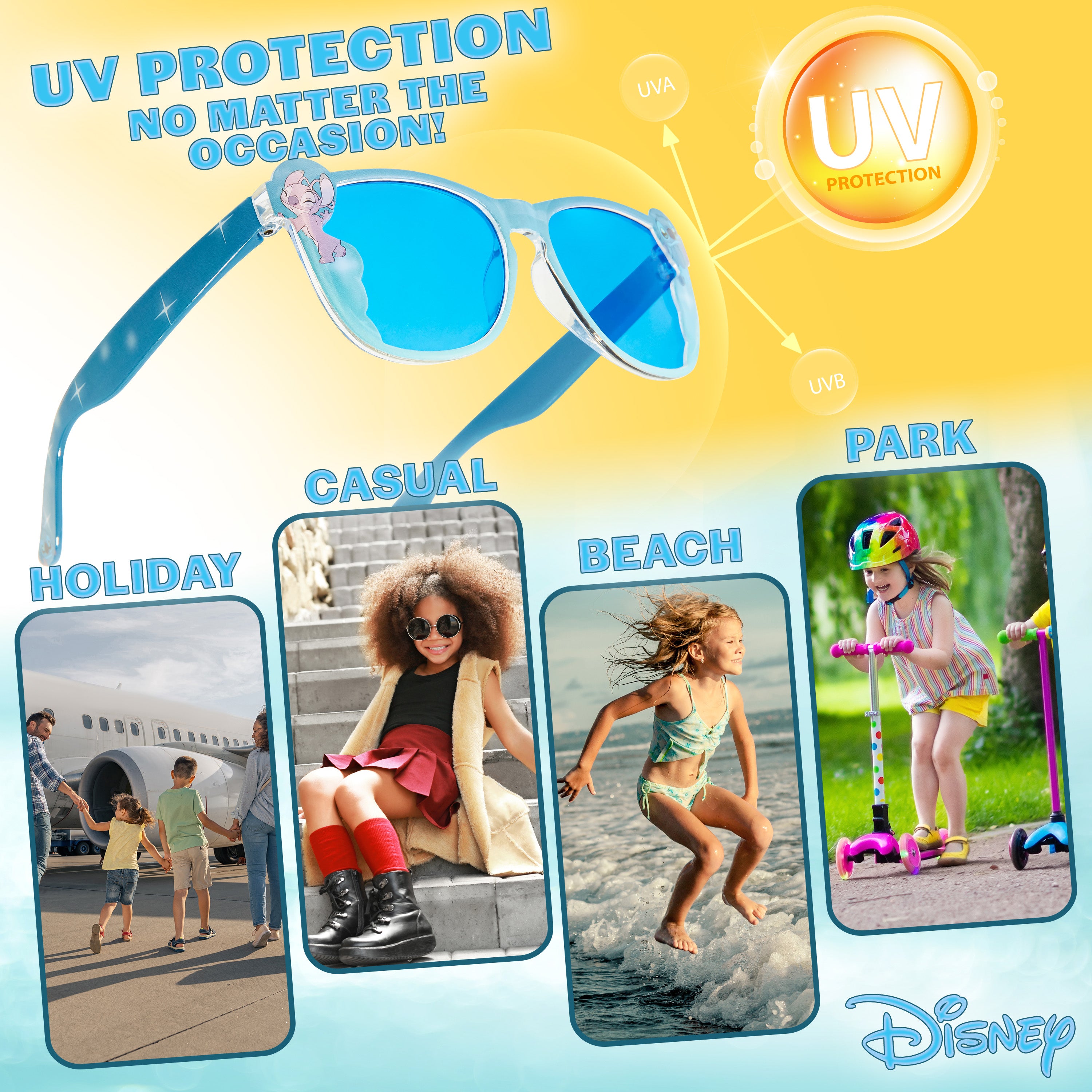 Disney Girls UV Protection Sunglasses, Case and Hair Accessories Set - Stitch & Angel - Get Trend