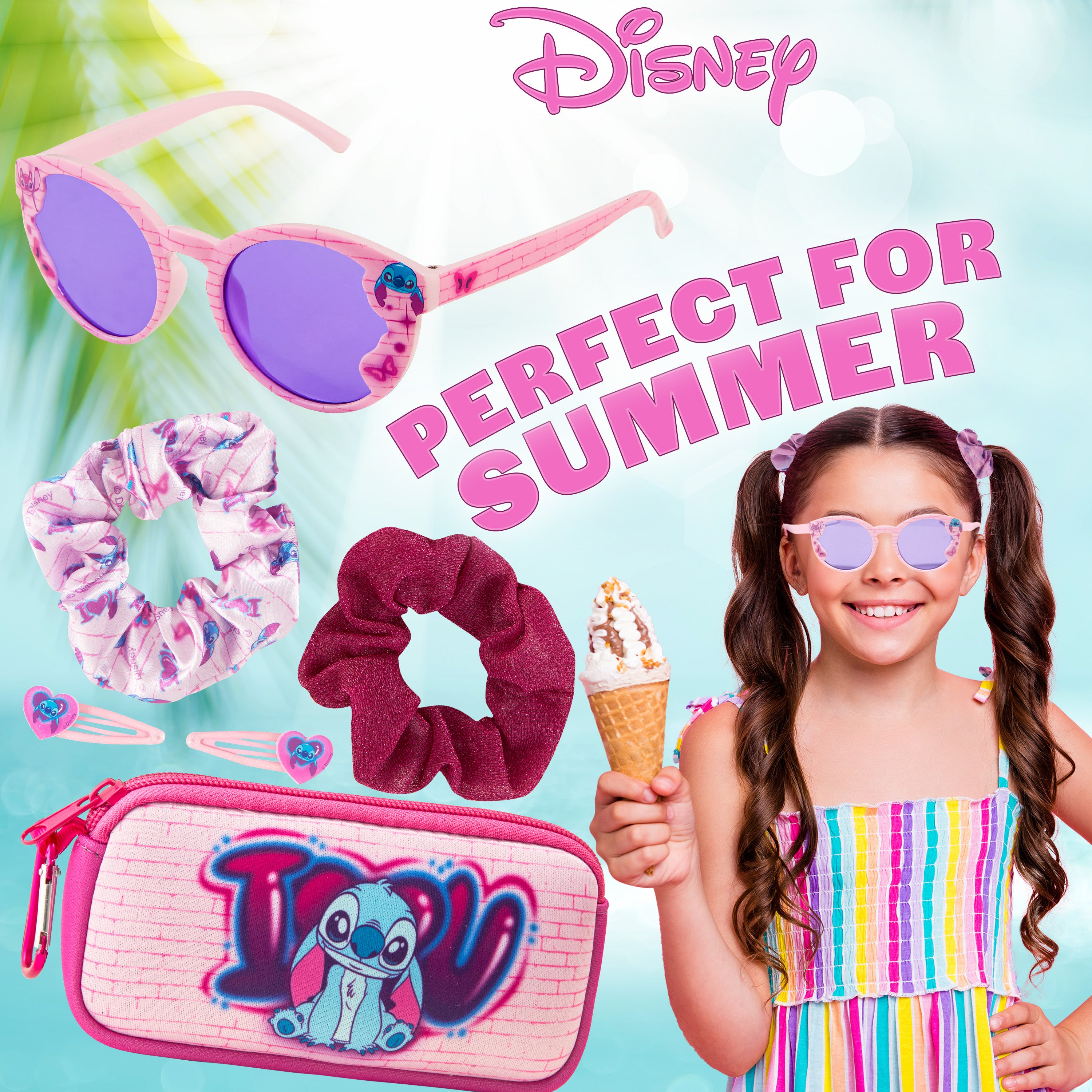 Disney Girls UV Protection Sunglasses, Case and Hair Accessories Set - Stitch - Get Trend