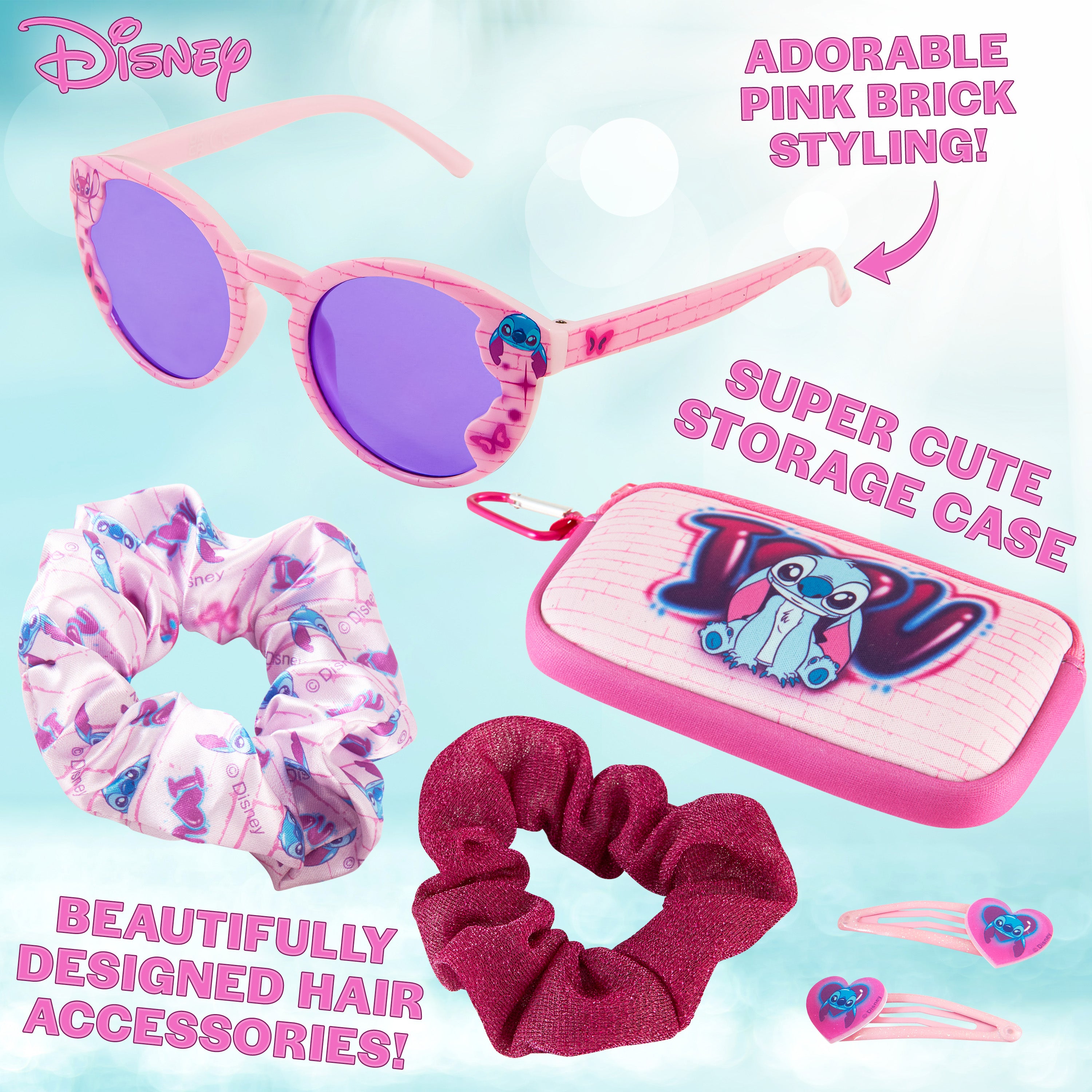 Disney Girls UV Protection Sunglasses, Case and Hair Accessories Set - Stitch - Get Trend