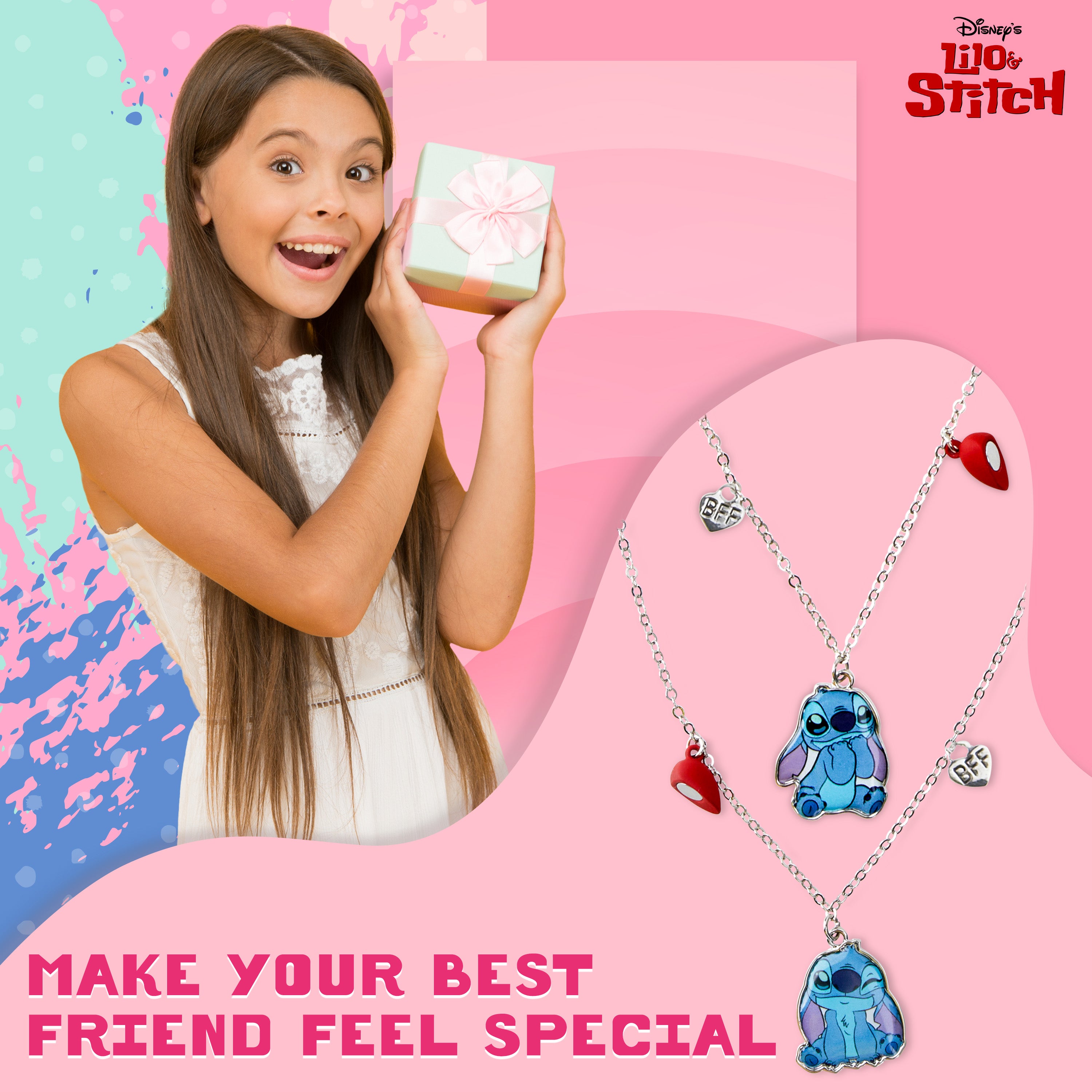 Disney Stitch Girls Jewellery Set, Friendship Necklace Set - Stitch Gifts - Get Trend