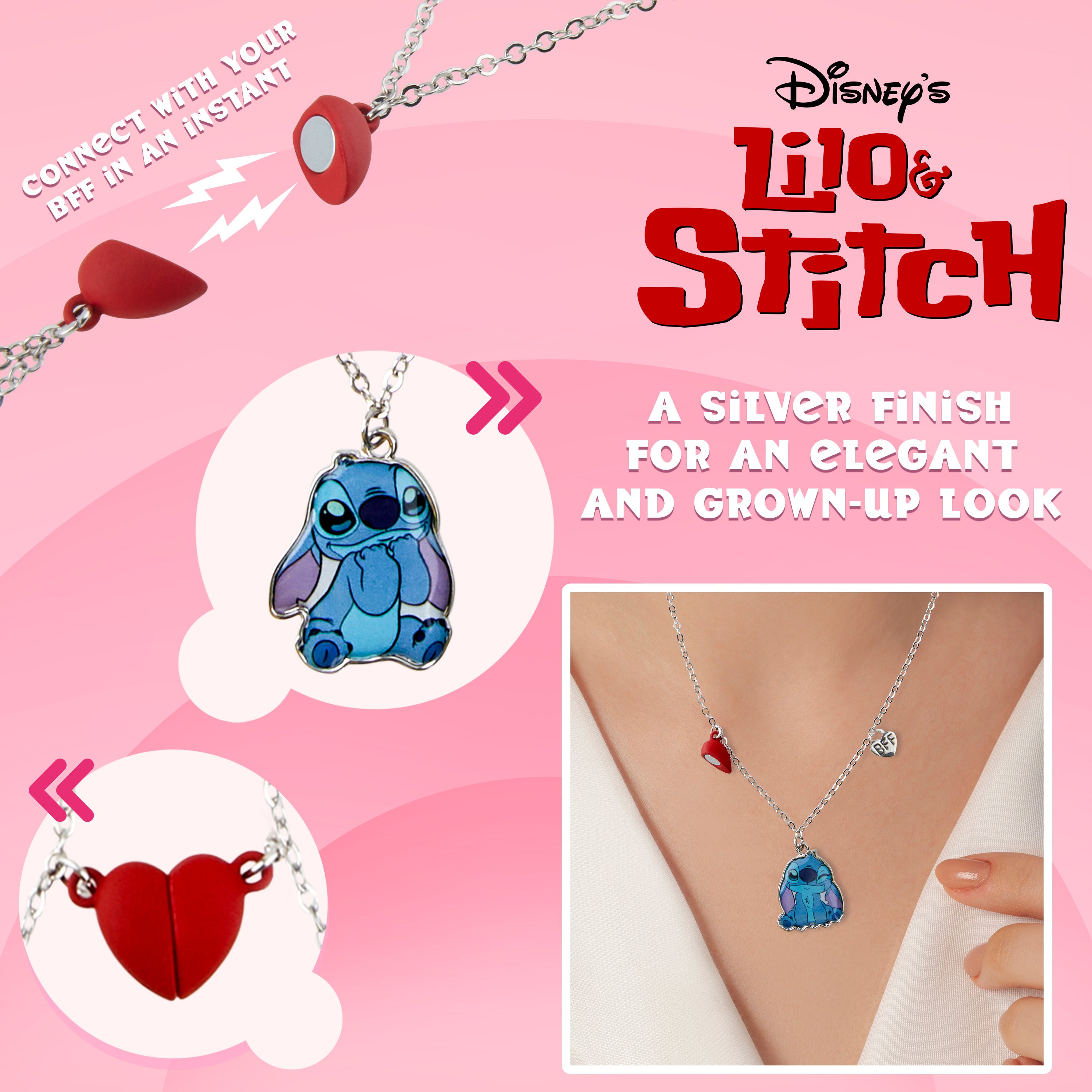 Disney Stitch Girls Jewellery Set, Friendship Necklace Set - Stitch Gifts - Get Trend